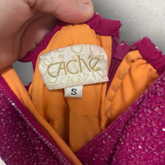 Vintage cache silk beaded maxi gown - Picture 4 of 12